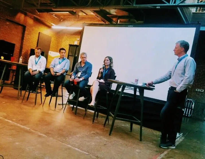 Triangle Marketing Club members at a panel discussion during a community event